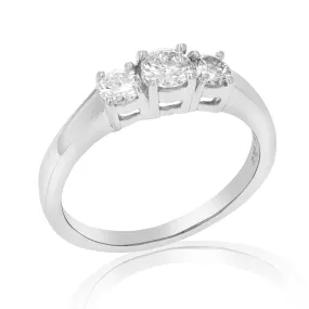 0.60 cttw Certified 3 Stone Diamond Engagement Ring 14K White Gold SI2-I1