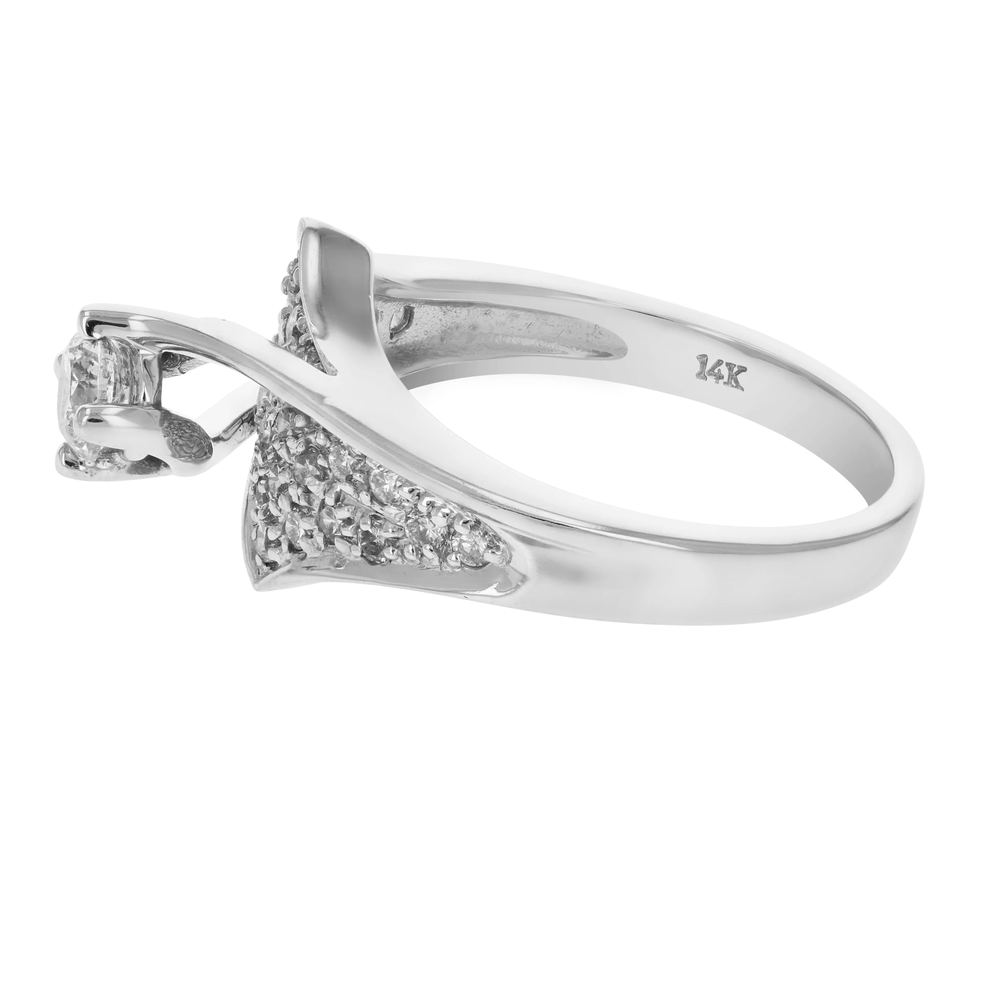 0.80 cttw Diamond Engagement Ring 14K White Gold Wedding Bridal