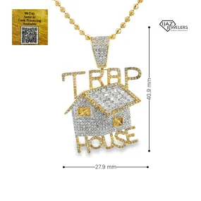 10K Gold 1.73 CTW Diamond Trap House Charm