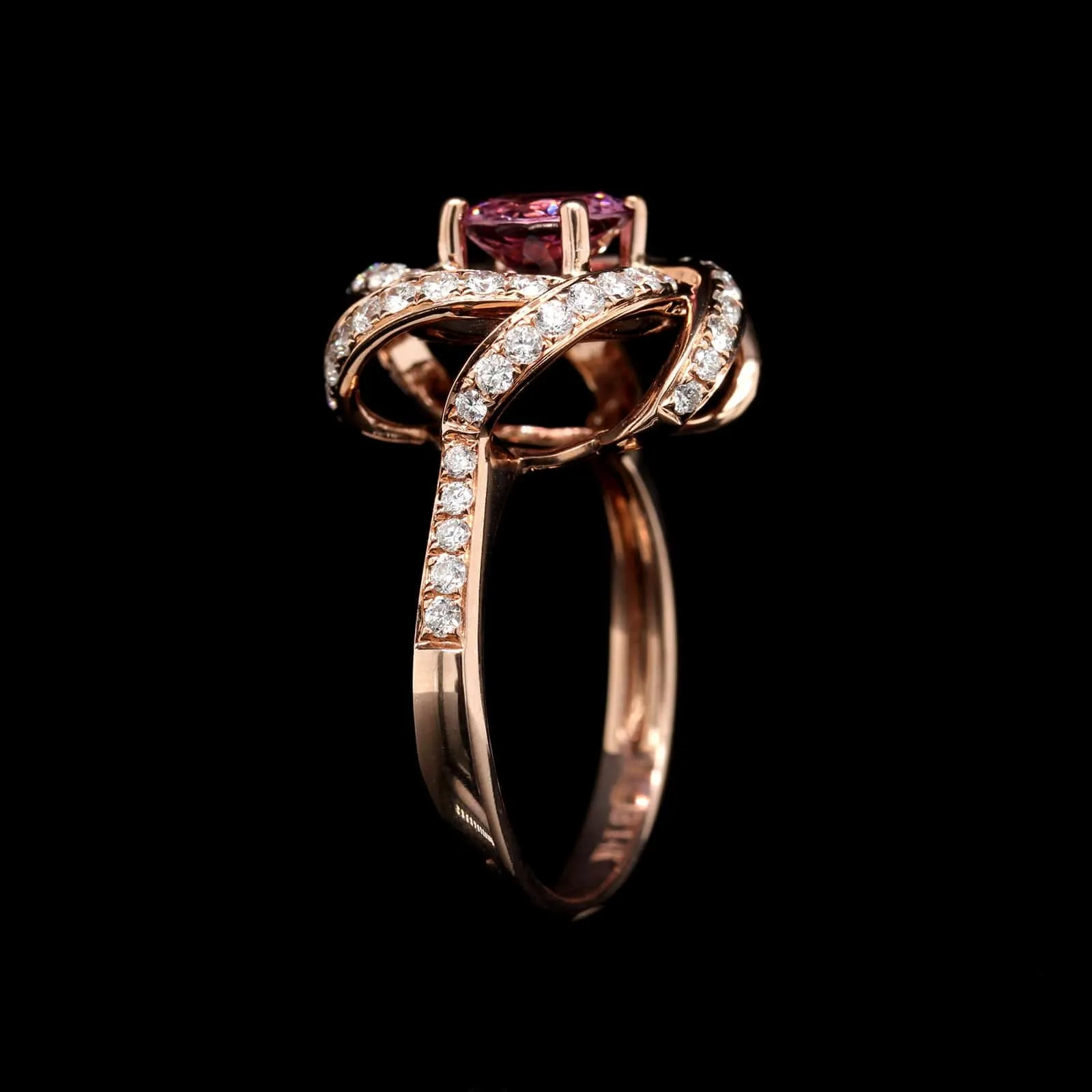 14K Rose Gold Estate Pink Spinel and Diamond Ring