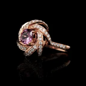 14K Rose Gold Estate Pink Spinel and Diamond Ring