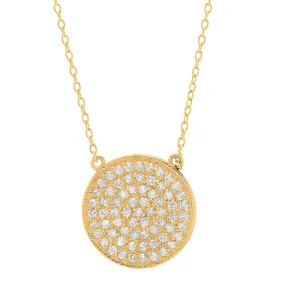 14K Small Diamond Disc Necklace