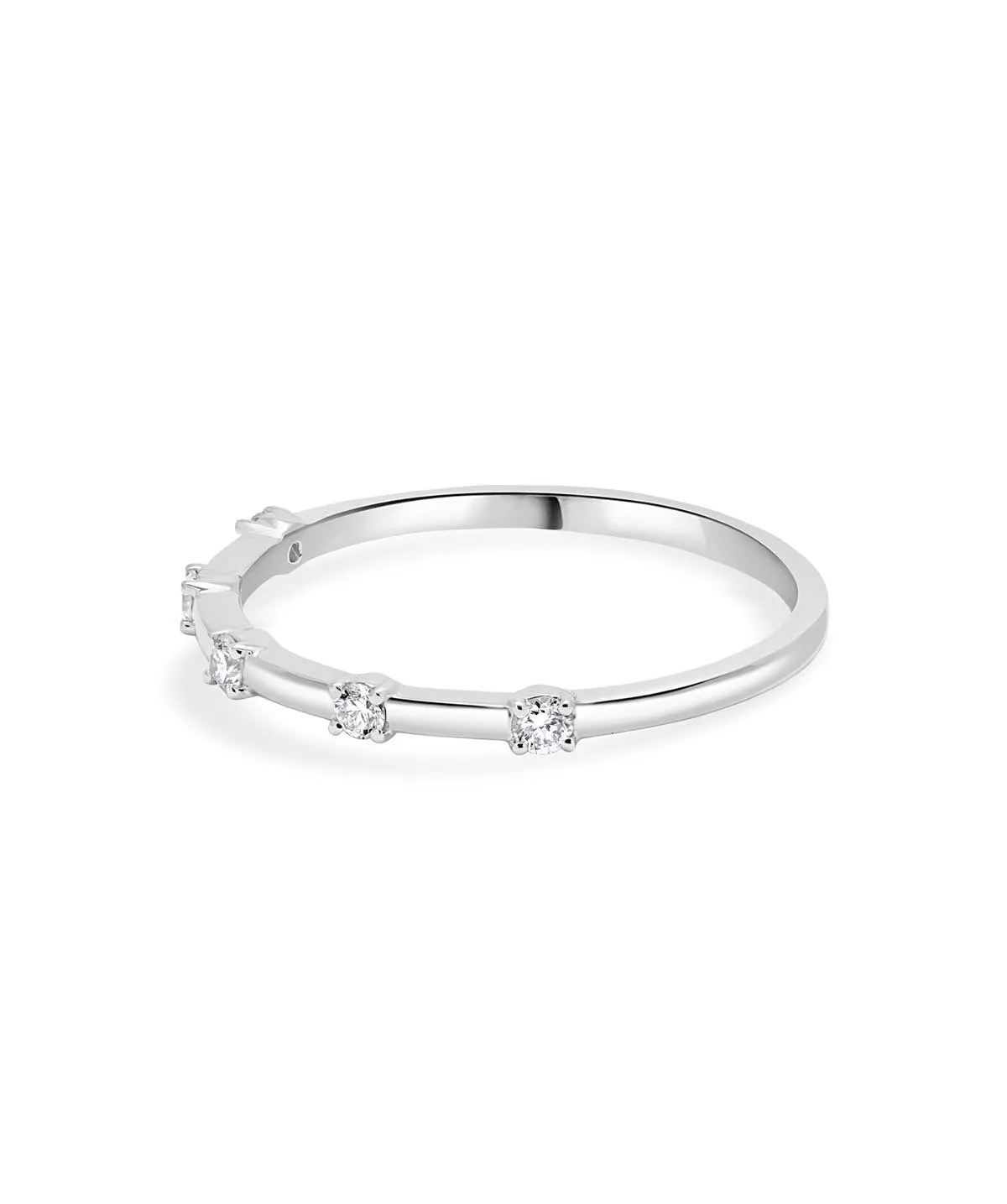 14K White Gold Diamond Station Stackable Ring