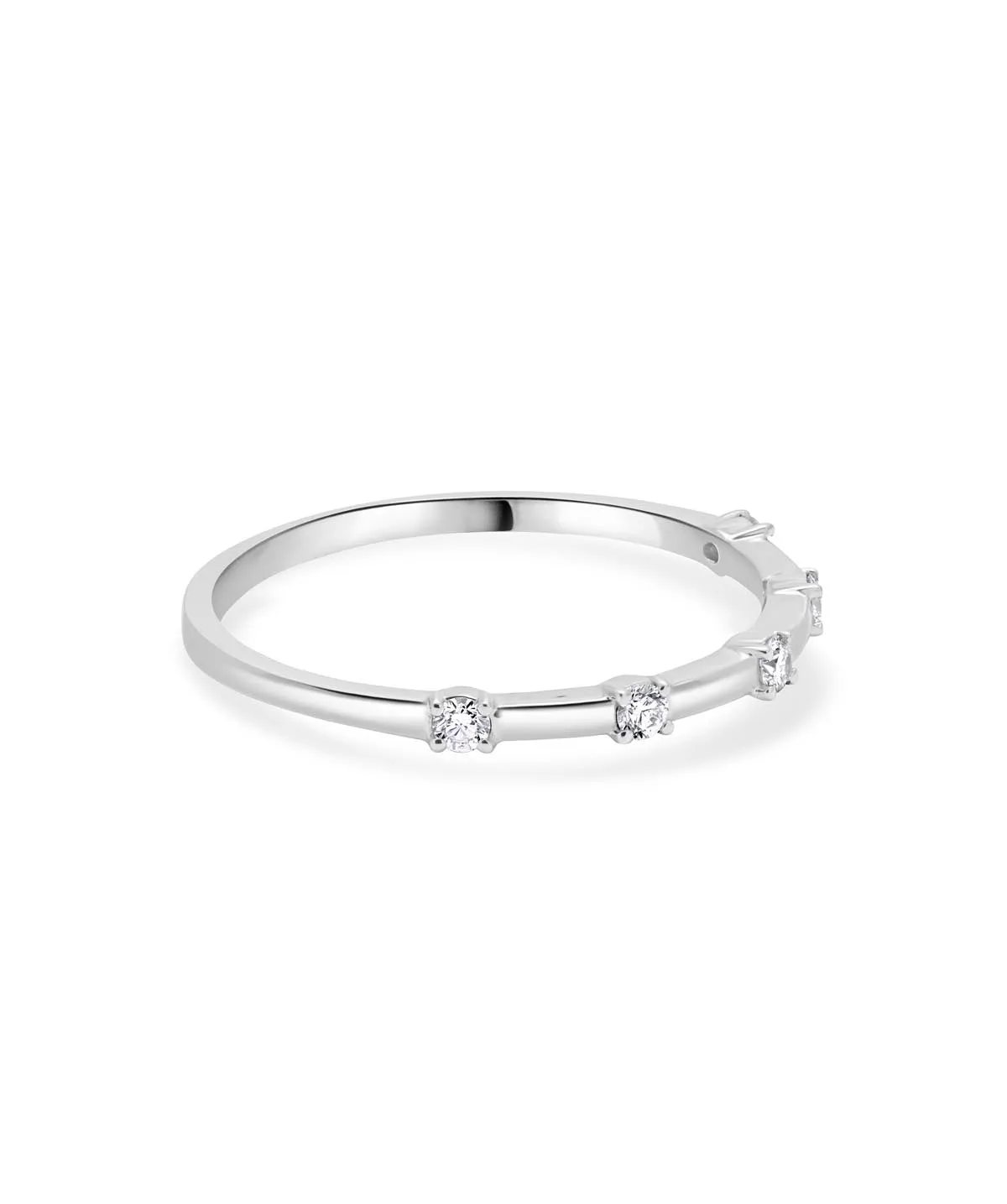 14K White Gold Diamond Station Stackable Ring