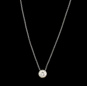 14K White Gold Estate Diamond Pendant Necklace