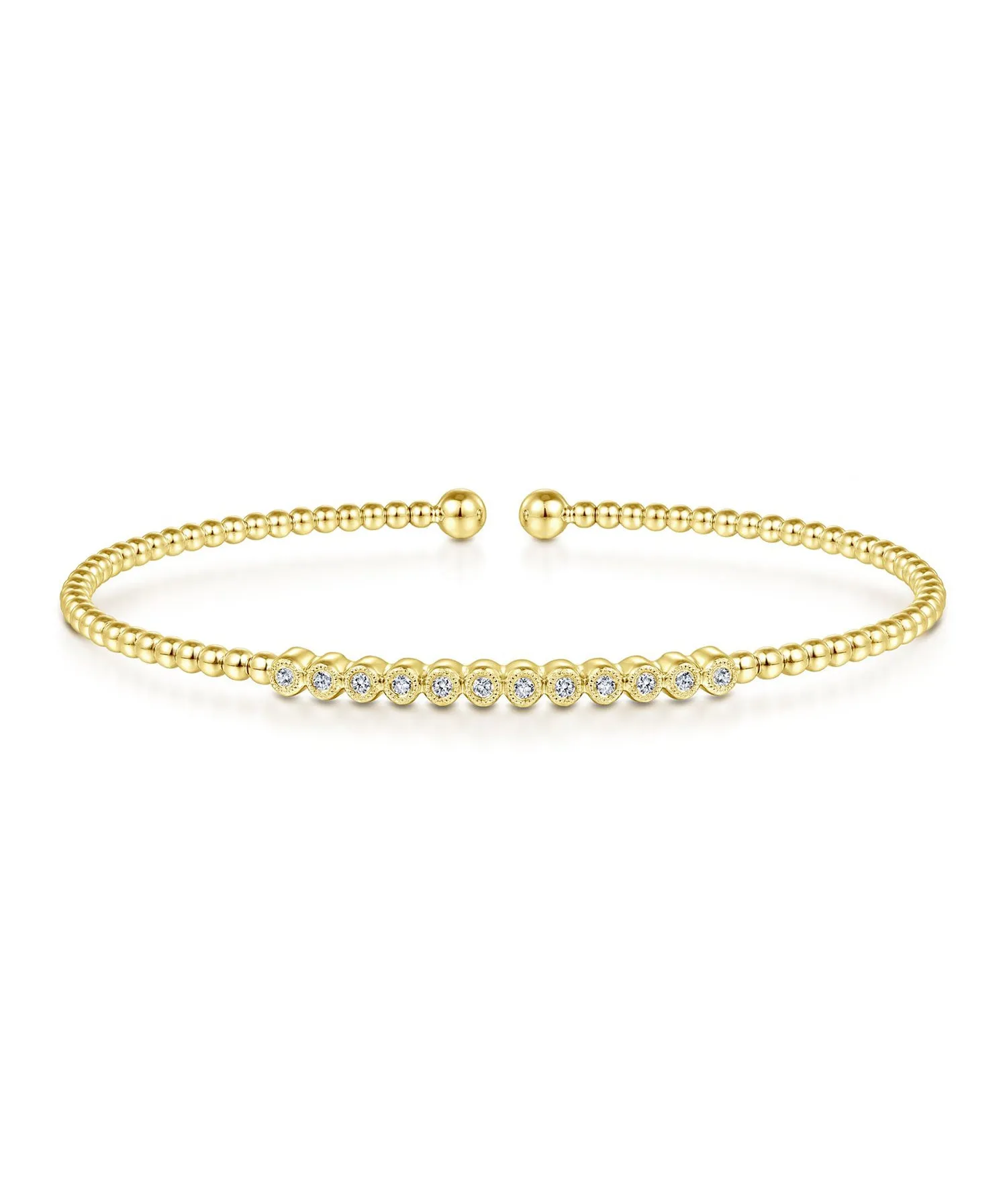 14K Yellow Gold Bujukan Bead Diamond Bangle