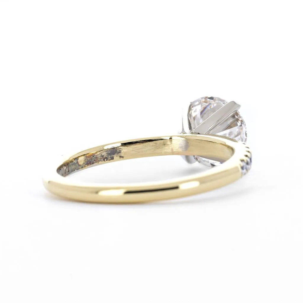 1.76ctw Round Lab-Grown Diamond Engagement Ring, Pavê Band - 14k Multi-Tone Gold