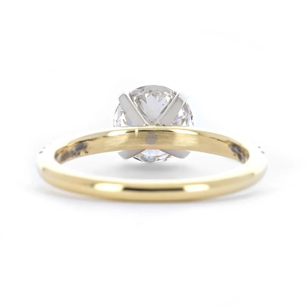 1.76ctw Round Lab-Grown Diamond Engagement Ring, Pavê Band - 14k Multi-Tone Gold