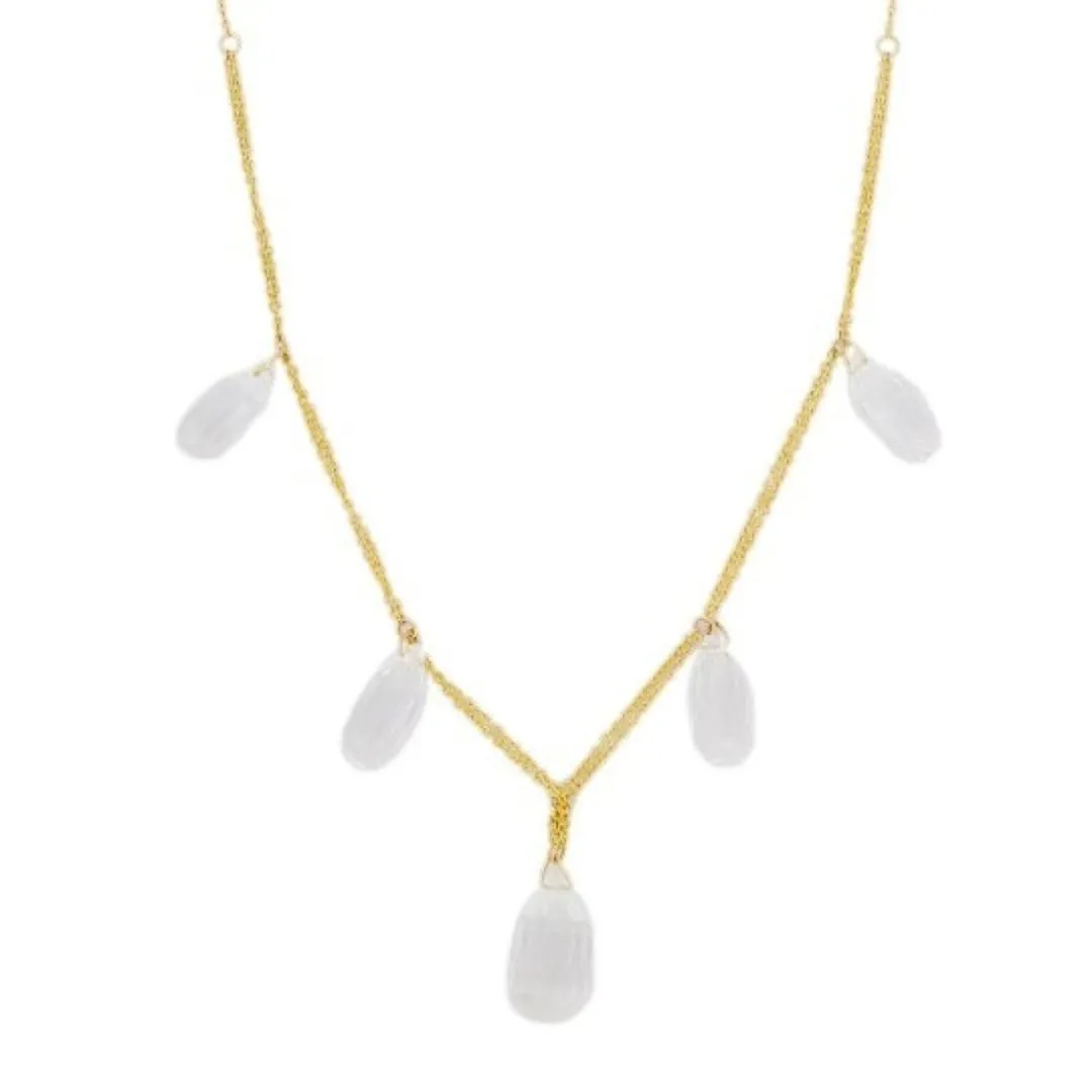 18K  Gold Crystal Drop Necklace