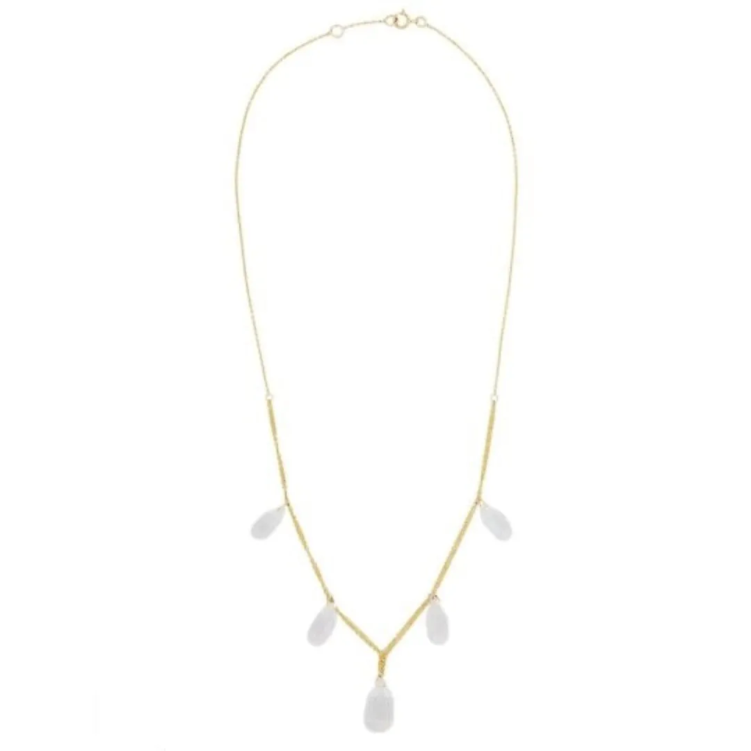 18K  Gold Crystal Drop Necklace