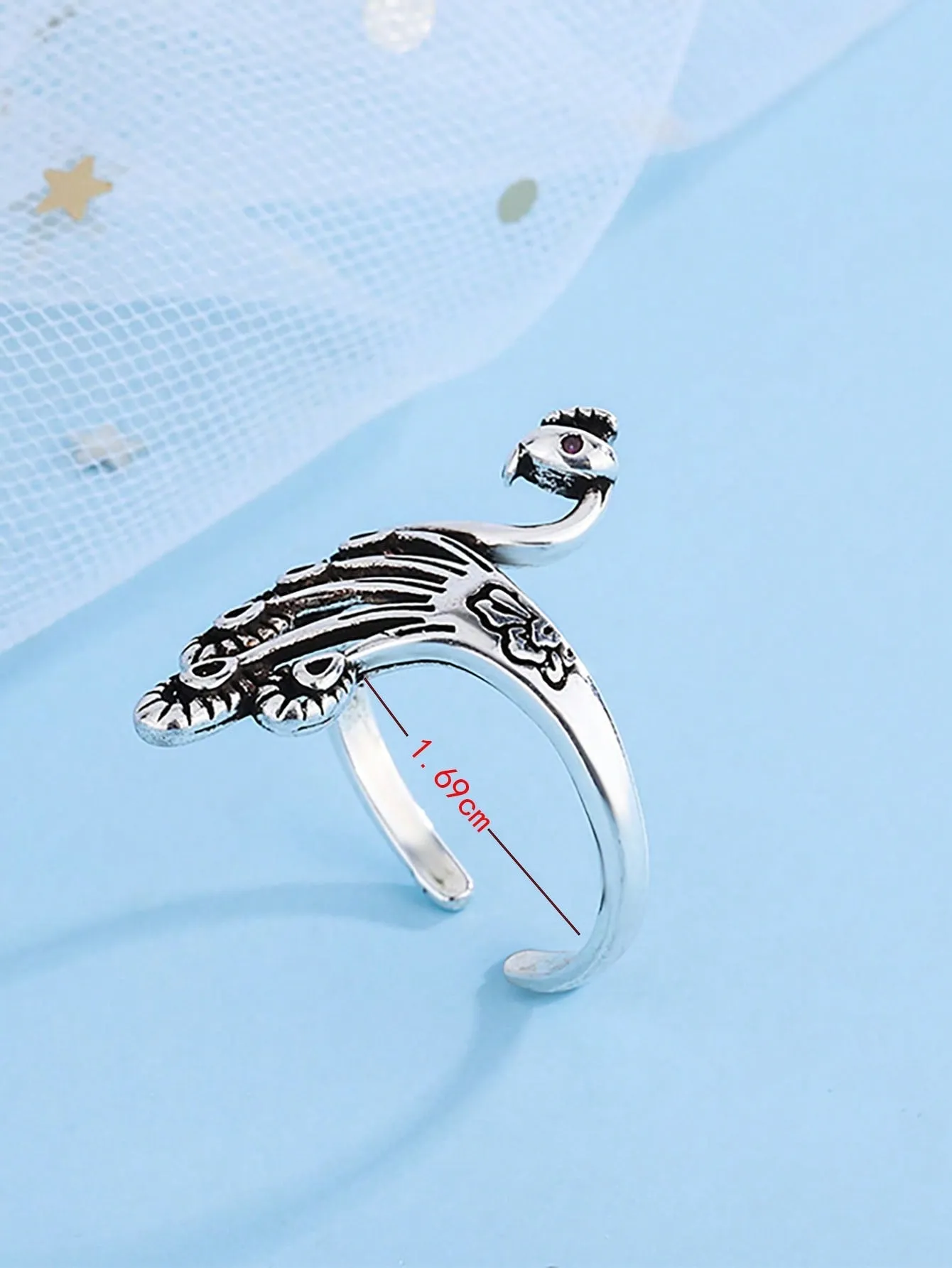 1pc Vintage Phoenix Shaped Ring For Women, Creative Peacock Hook, Sweater Chain Finger Accessory