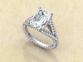 5.34 carat Emerald cut Engagement Ring,Halo Diamond Engagement Ring