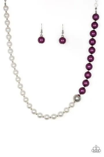 5th Avenue A-Lister Purple and White Pearl Necklace - Paparazzi Accessories