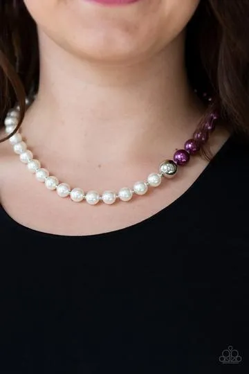 5th Avenue A-Lister Purple and White Pearl Necklace - Paparazzi Accessories