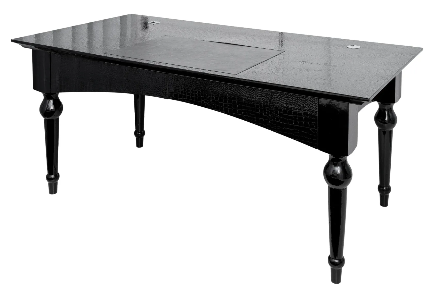 A&X Ambassador Black Crocodile Lacquer Desk