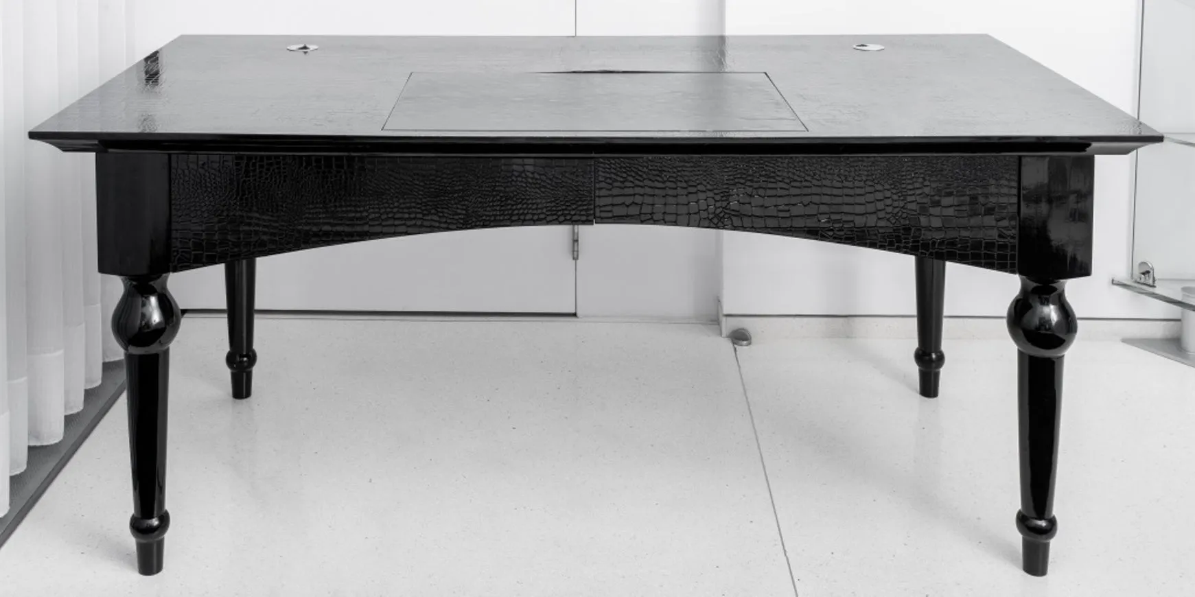 A&X Ambassador Black Crocodile Lacquer Desk