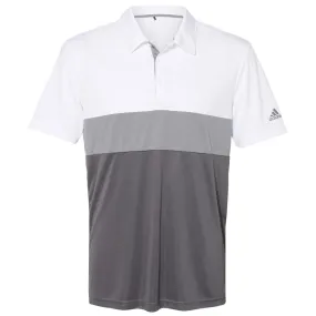 adidas Men's White/Grey Three/Grey Five Merch Block Sport Polo