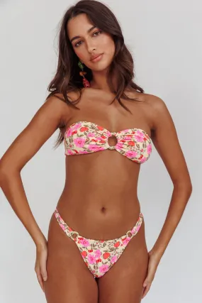 Agape High Cut O-Ring Bikini Bottom Yellow Floral