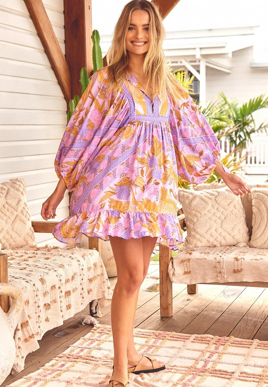 Alanah Mini Dress - Pink/Purple/Mustard