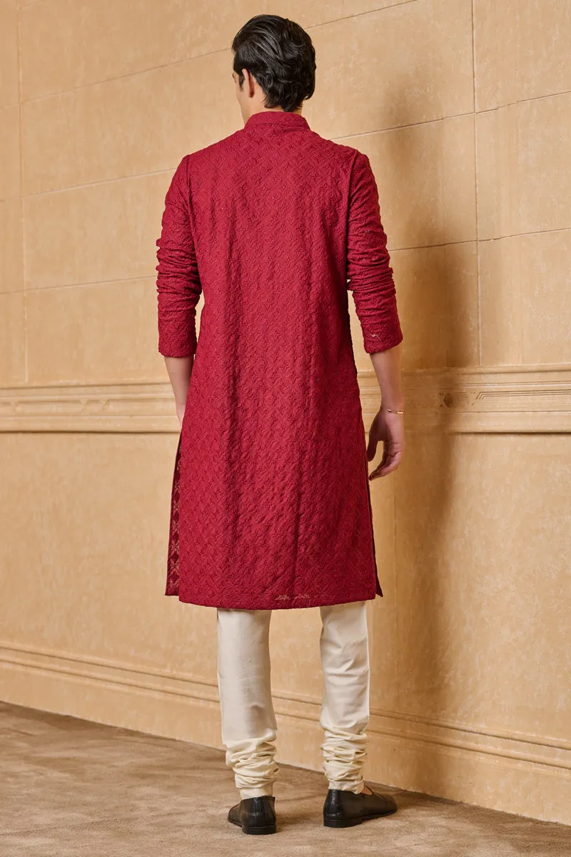 All Over Schiffly Embroidered Kurta Set