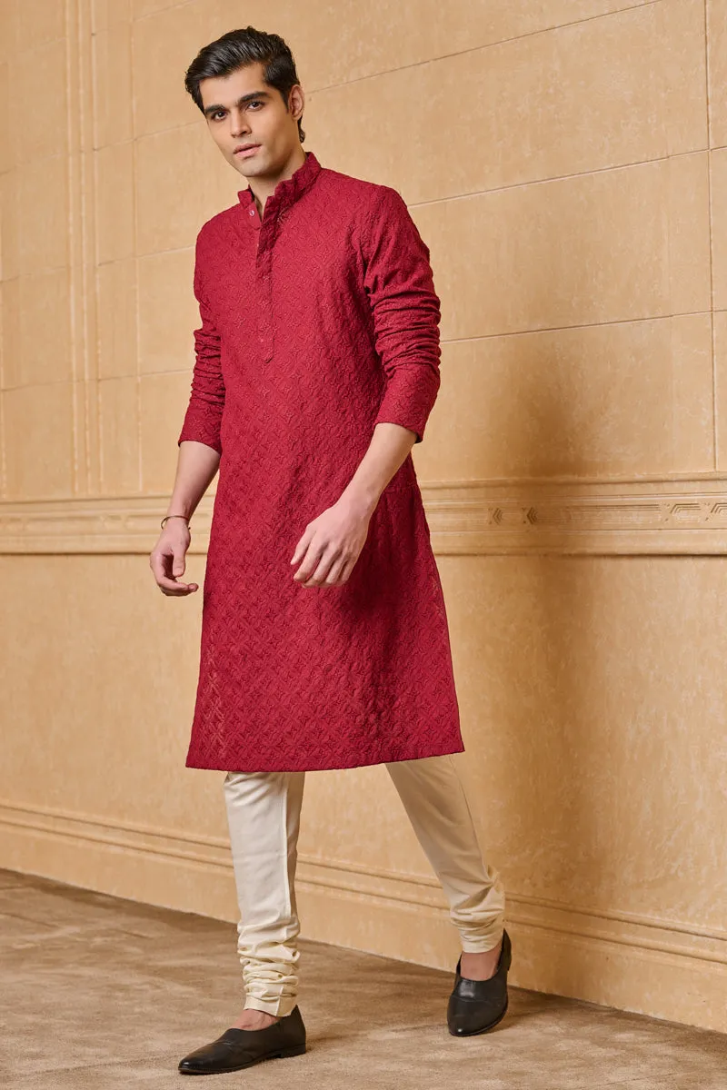 All Over Schiffly Embroidered Kurta Set