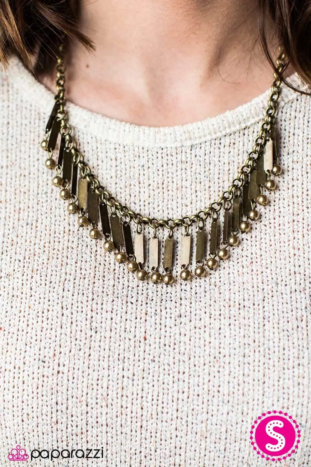 All The Right Moves Brass Fringe Necklace - Paparazzi Accessories