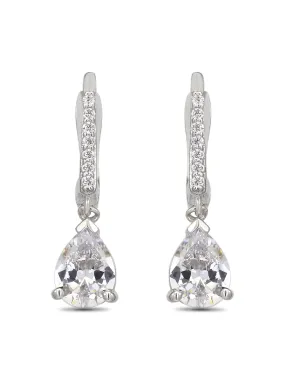 American Diamond Pear Drop 925 Silver Earrings For Women