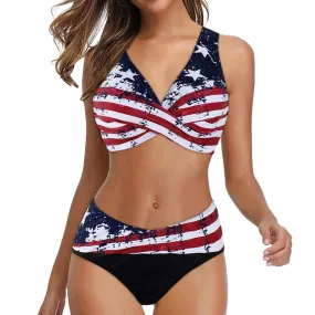 American Flag DD  Plus Size Padded Bikini