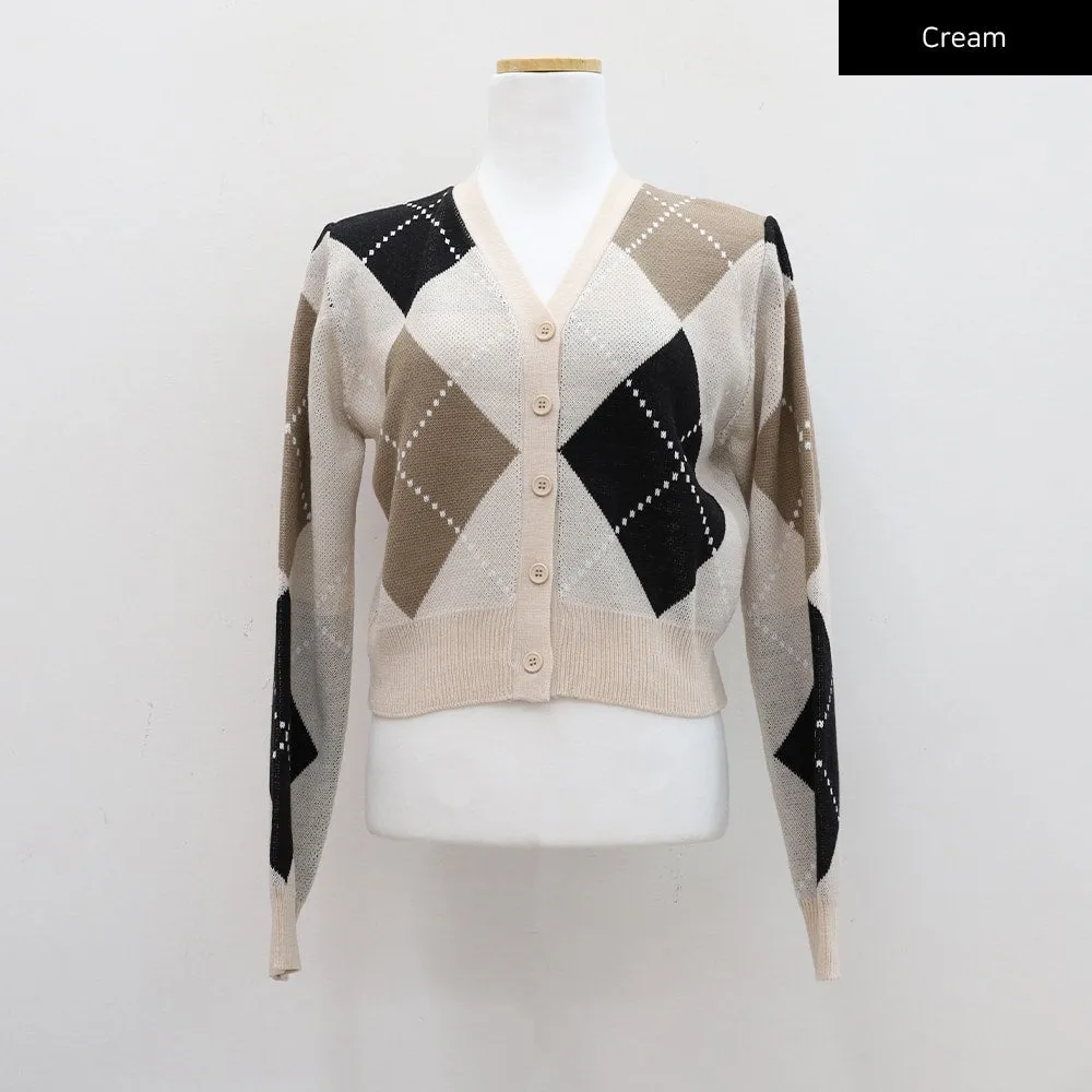 Argyle Cropped Cardigan CM21