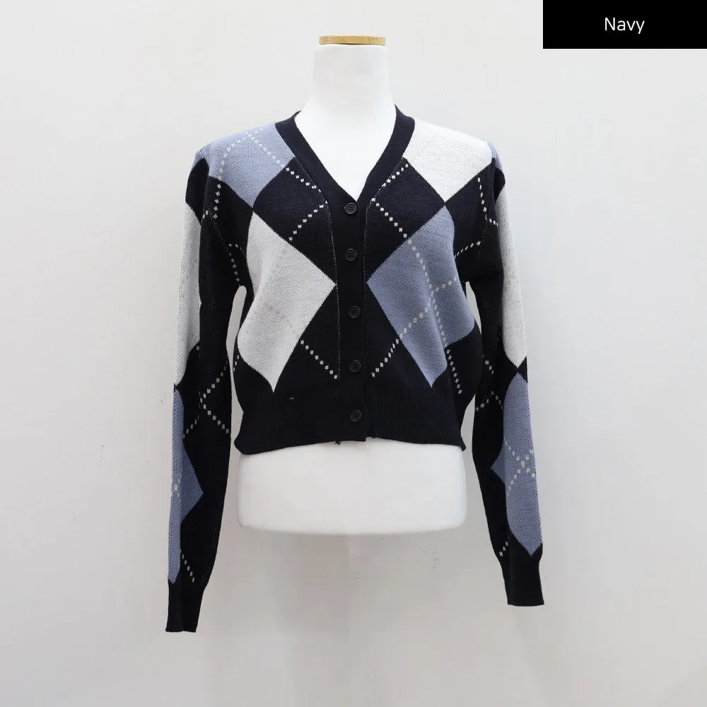 Argyle Cropped Cardigan CM21