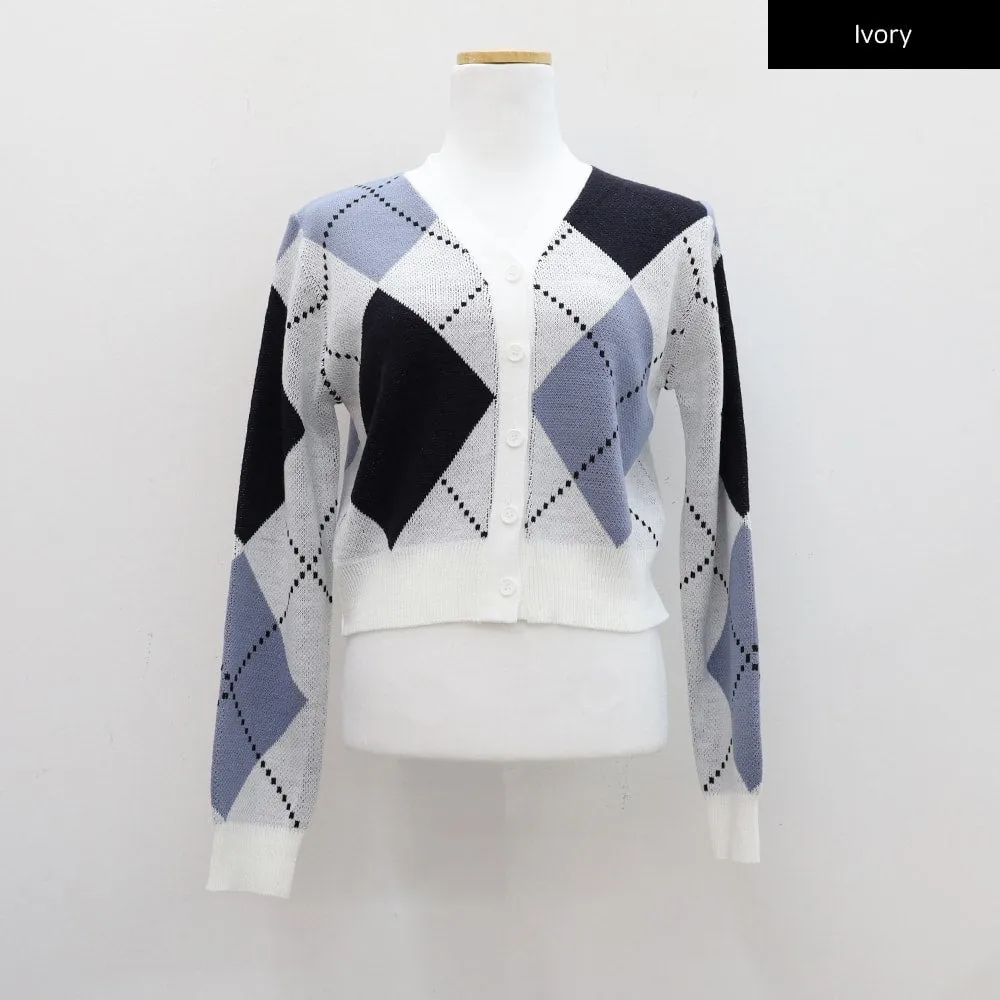 Argyle Cropped Cardigan CM21