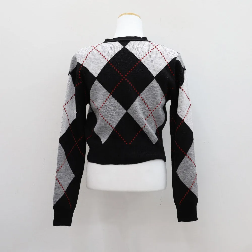 Argyle Cropped Cardigan CM21