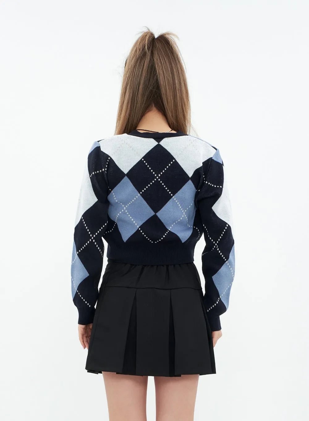 Argyle Cropped Cardigan CM21