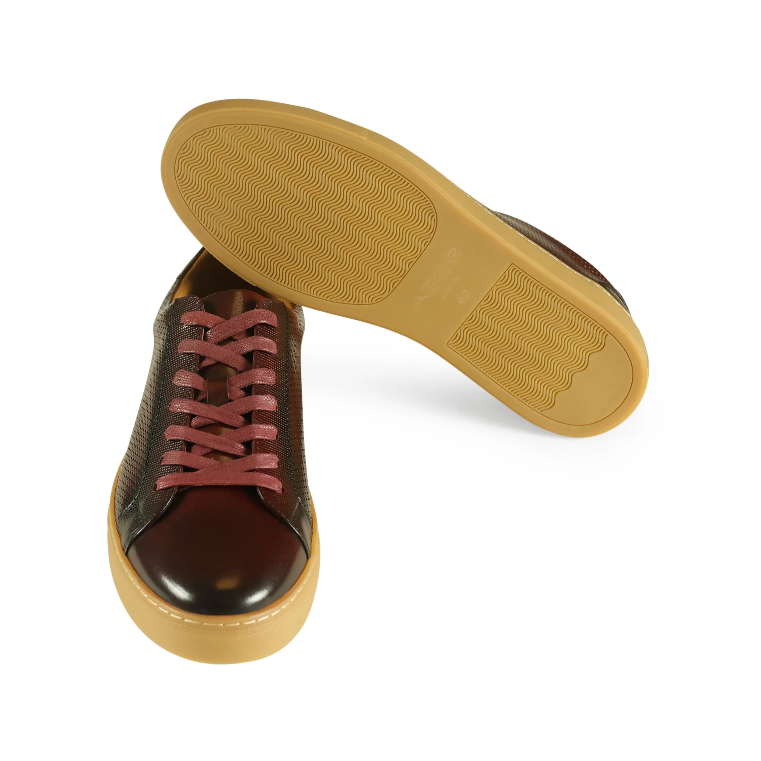 Azor La Mode Phoenix Leather Trainers Wine