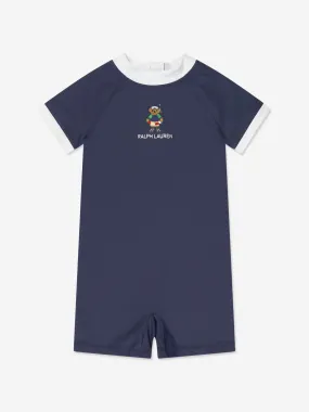 Baby Boys Bear Rashguard Swimsuit in Navy