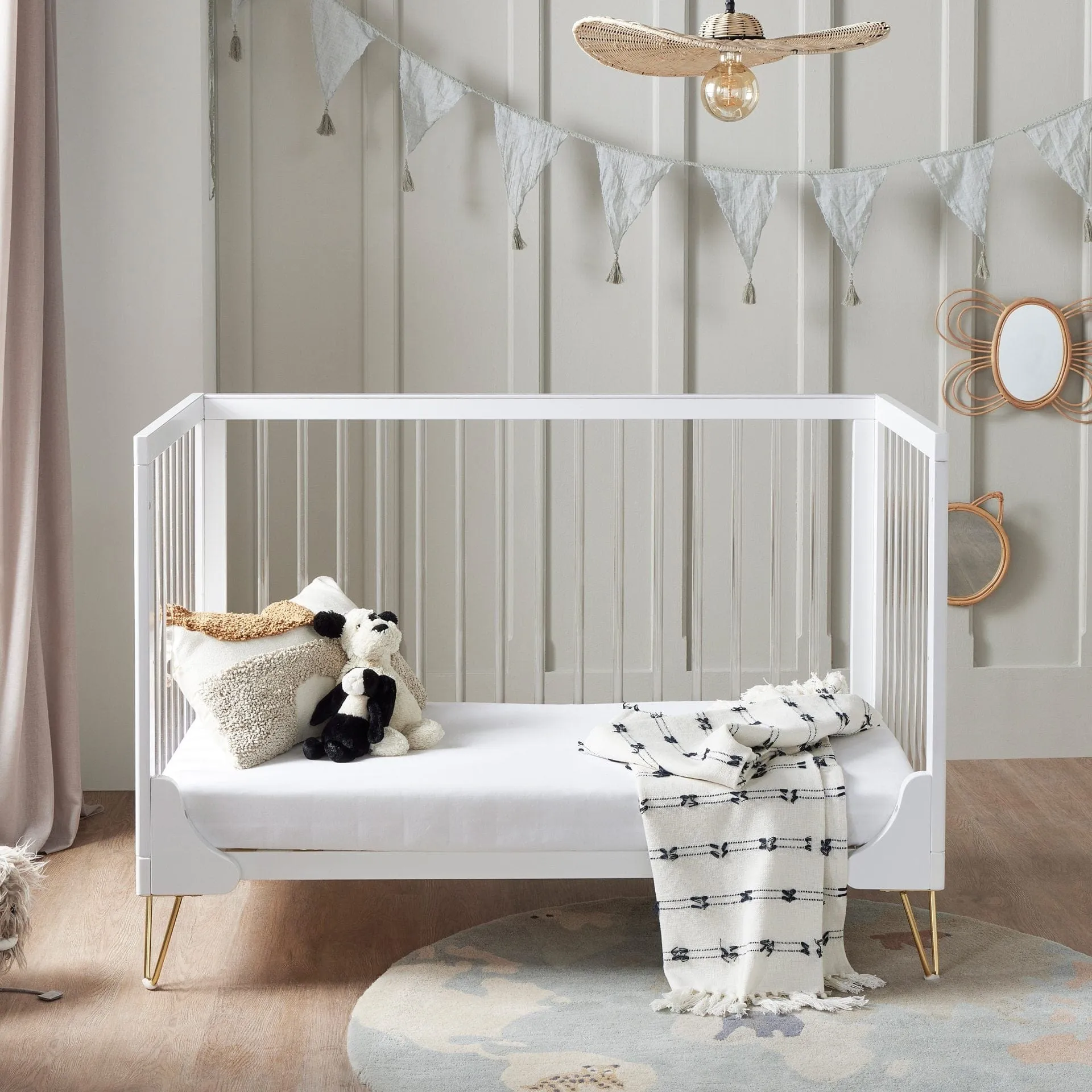 Babymore Kimi Cot Bed with Fibre Mattress - Acrylic