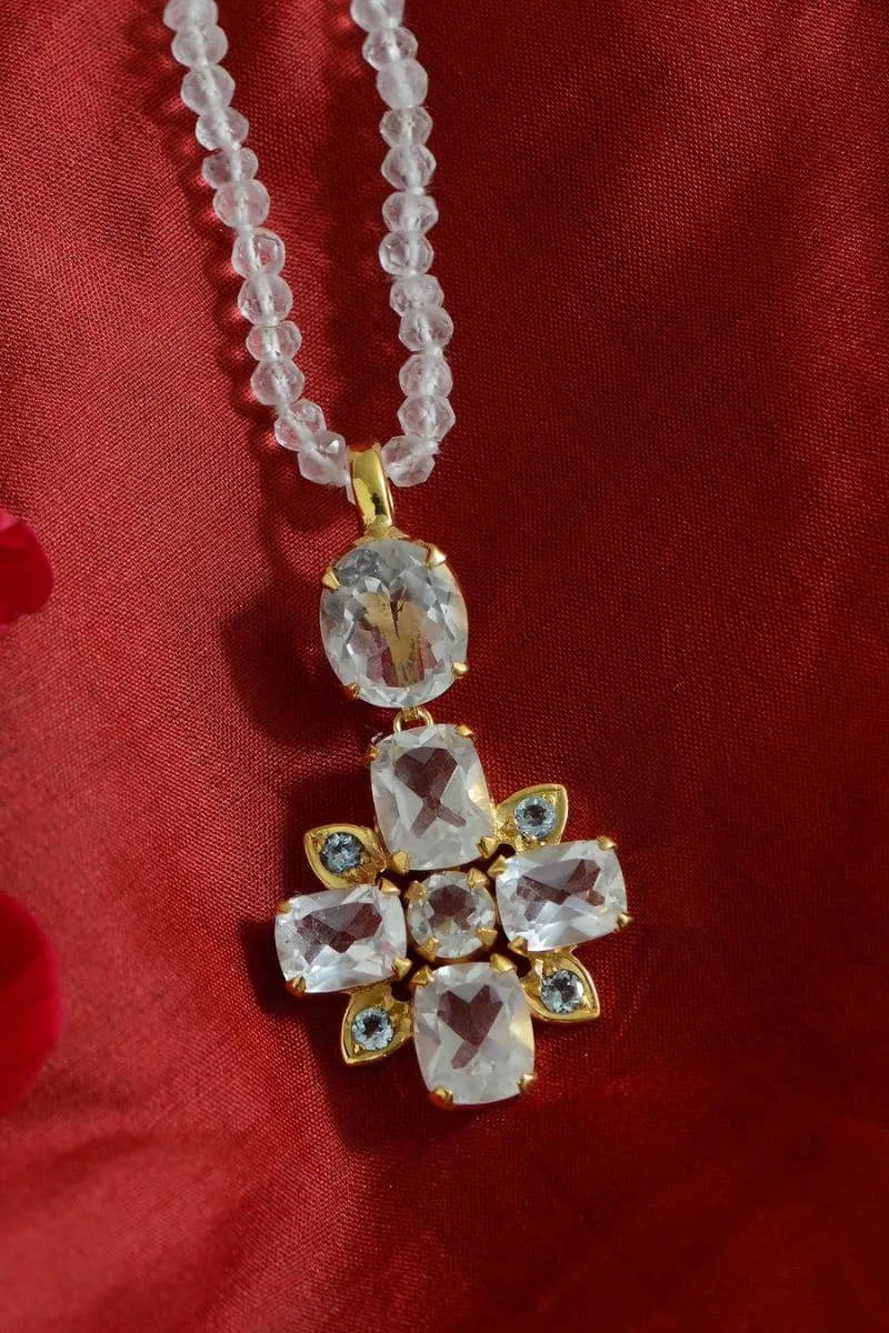 BATHSHEBA CRYSTAL AQUAMARINE CROSS PENDANT