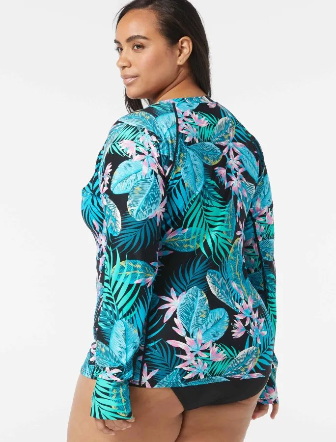 BEACH HOUSE DEL RAY BOTANICAL LONG SLEEVE ZIP FRONT RASHGUARD