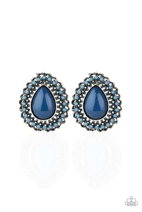 Beaded Blast Blue Post Earrings - Paparazzi Accessories