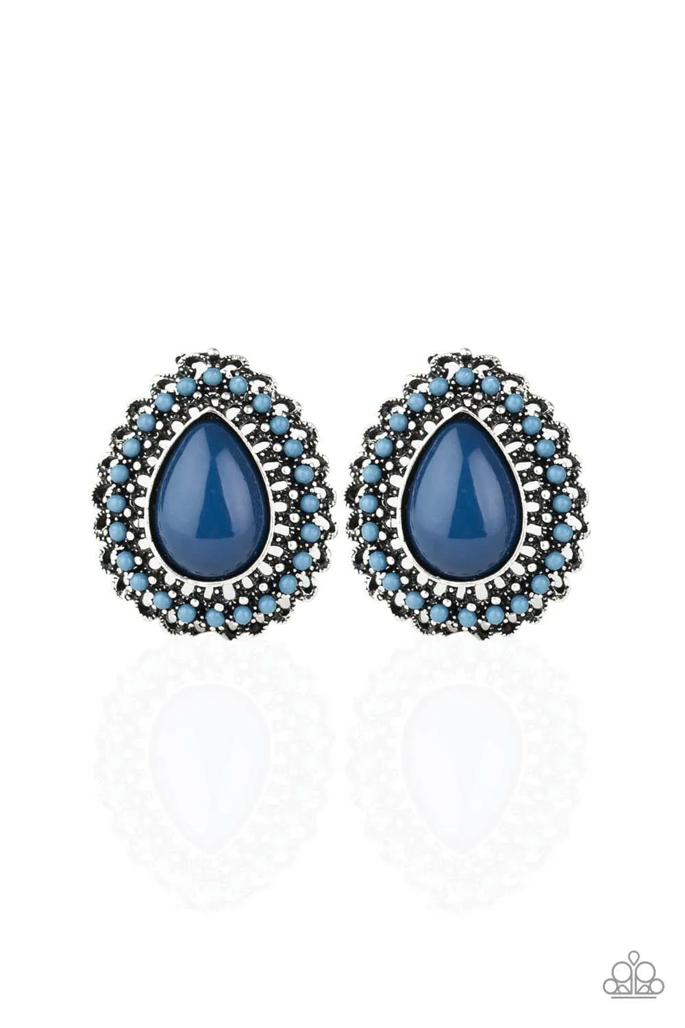 Beaded Blast Blue Post Earrings - Paparazzi Accessories