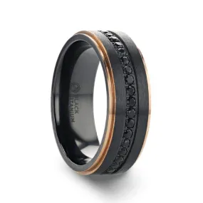 BlackTitanium and Rose Gold Band with Black Sapphires