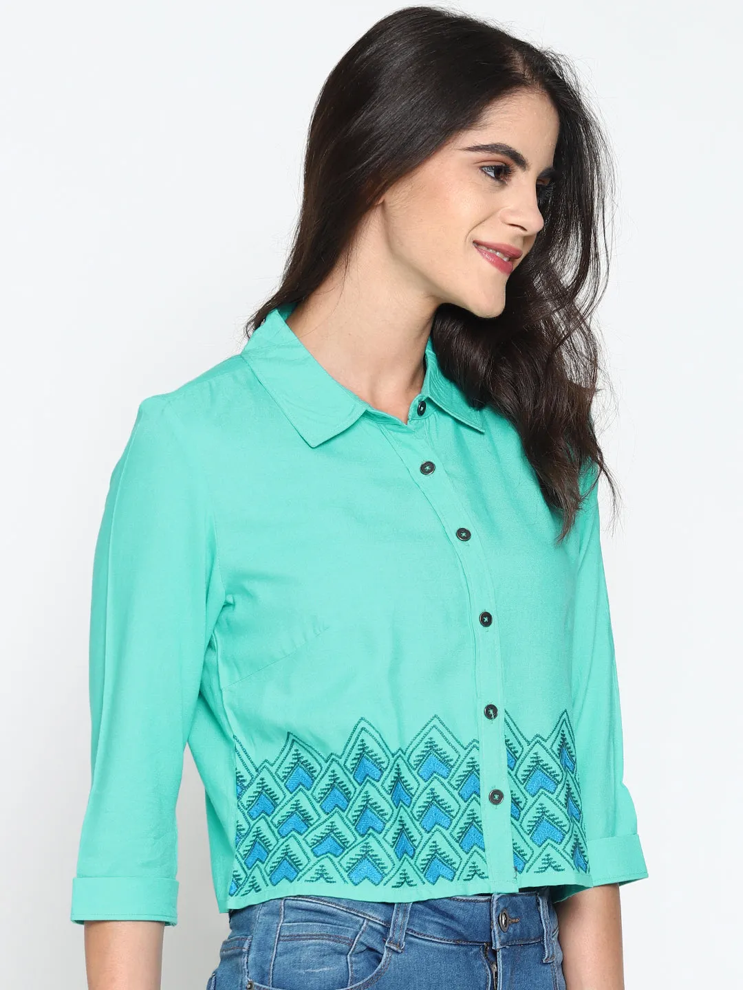 Blue Embroidered Shirt