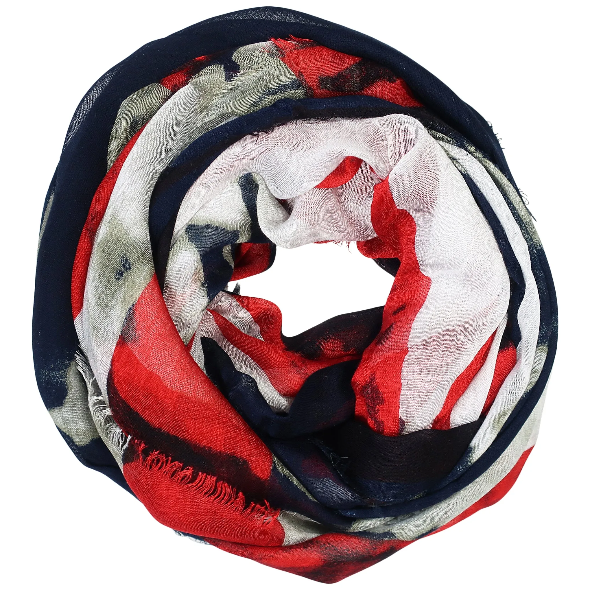 Blue Pacific American Girl Tapestry Cashmere and Silk Scarf in Red White Blue