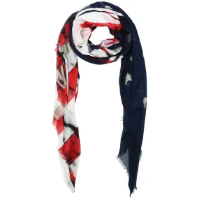 Blue Pacific American Girl Tapestry Cashmere and Silk Scarf in Red White Blue