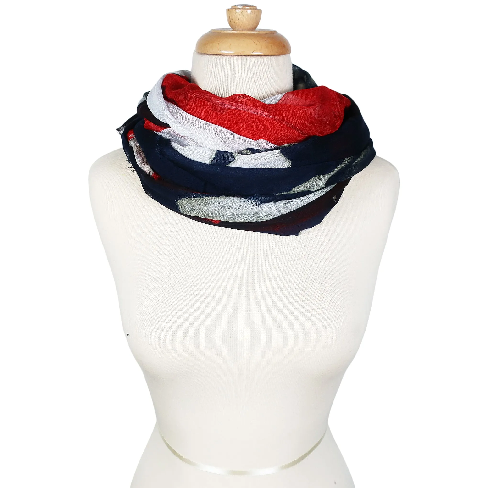 Blue Pacific American Girl Tapestry Cashmere and Silk Scarf in Red White Blue