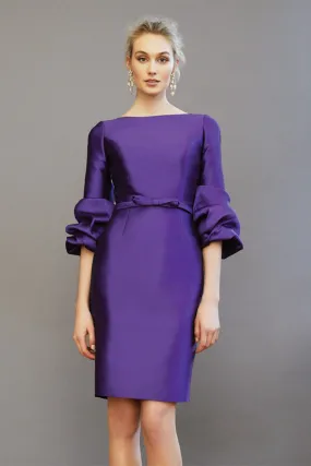 BOAT-NECK COCKTAIL DRESS WITH BOW BELT