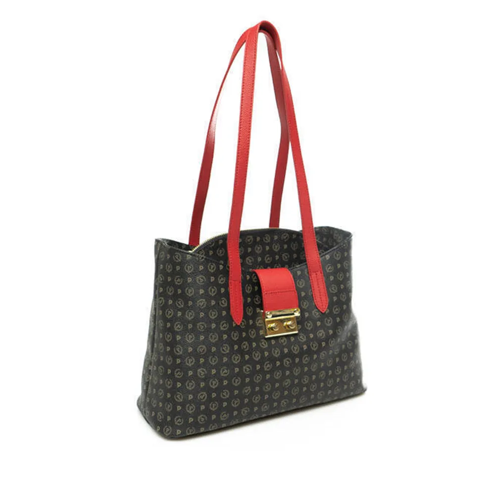 Borsa Donna a Spalla POLLINI linea Heritage Logo Classic Nero e Lacca