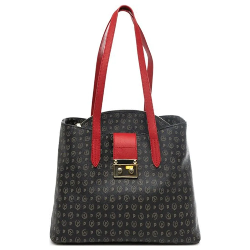 Borsa Donna a Spalla POLLINI linea Heritage Logo Classic Nero e Lacca