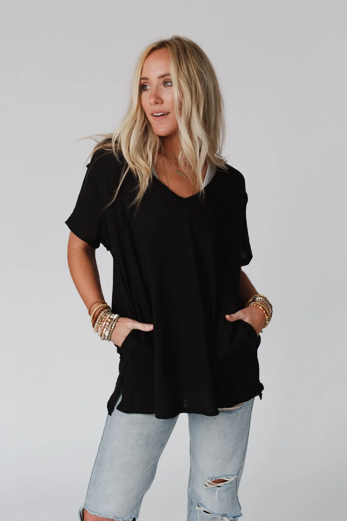 Castaway Oversized Top - Black