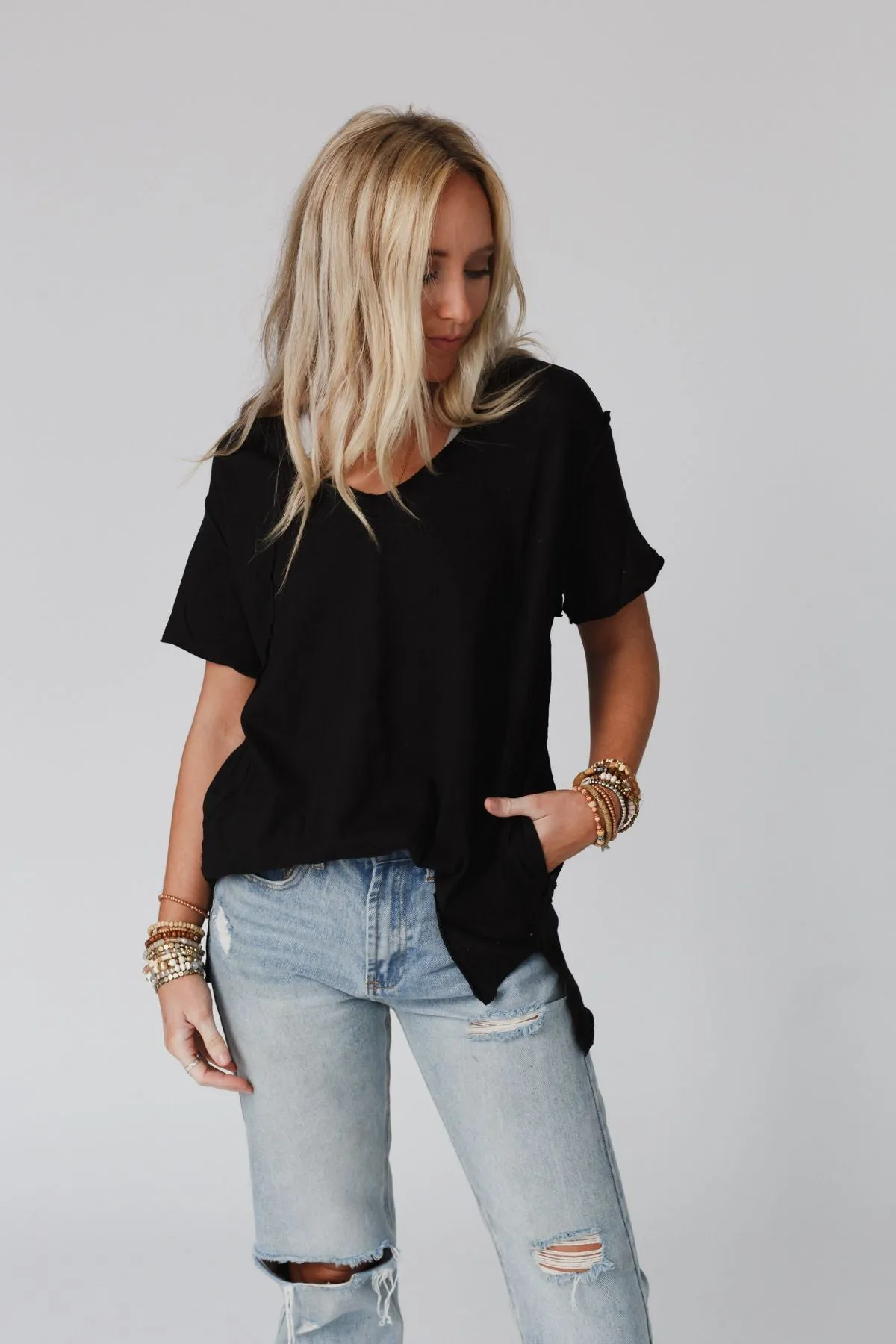 Castaway Oversized Top - Black